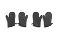 Blank black oven mitt mockup pair front and back, isolated