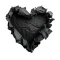 Blank, black piece of paper, heart shape. Isolated on white background. Ripped, jagged page. With empty space for text Royalty Free Stock Photo