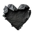 Blank, black piece of paper, heart shape. Isolated on white background. Ripped, jagged page. With empty space for text Royalty Free Stock Photo