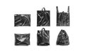 Blank black plastic bag mockup set, top view, different types Royalty Free Stock Photo