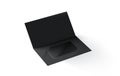 Blank black plastic card mockup inside paper booklet holder