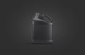 Blank black plastic jug mock up on darkness background