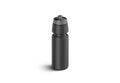 Blank black plastic sport bottle mockup, front view, isolated