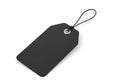 Blank black price tag with string on a white background Royalty Free Stock Photo