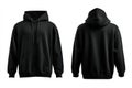 Blank Black Pullover Hoodie Mockup, Front and Back Views Royalty Free Stock Photo