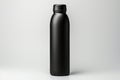 Blank black reusable steel metal thermo water bottle mockup 3d rendering isolated on white background Royalty Free Stock Photo