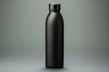 Blank black reusable steel metal thermo water bottle mockup 3d rendering isolated on white background Royalty Free Stock Photo