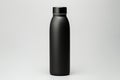 Blank black reusable steel metal thermo water bottle mockup 3d rendering isolated on white background Royalty Free Stock Photo