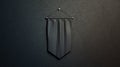 Blank black rhombus pennant mockup, hang on black wall darkness