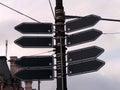 Blank road sign against cloudy sky Royalty Free Stock Photo