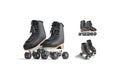 Blank black roller skates with wheels mockup pair, different views