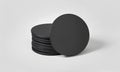 Blank black round beer coasters stack mockup. Royalty Free Stock Photo