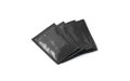 Blank black sachet packets set mock up, isolated, side view, Royalty Free Stock Photo