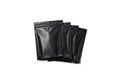 Blank black sachet packets stack mockup, isolated, top view, 3d rendering. Empty packed wet wipe heap, aromo and Royalty Free Stock Photo