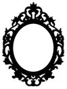 Blank black silhouette of an old wooden baroque frame - concept image with central copy space on white background for easy