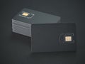 Blank black SIM smart card on black background. Mock up Royalty Free Stock Photo
