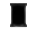 Blank black snack bag mock up isolated.