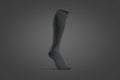 Blank black soccer socks toe mockup, dark background