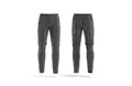 Blank black sport pants mock up, front and back view Royalty Free Stock Photo
