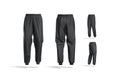 Blank black sport sweatpants mock up, different views Royalty Free Stock Photo