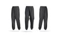 Blank black sport sweatpants mock up, front and side view Royalty Free Stock Photo