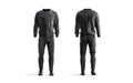 Blank black sport tracksuit with bomber, pants and sneakers mockup