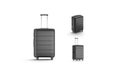 Blank black suitcase mockup stand, different views