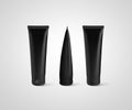 Blank black tube design mockup front back profile side view Royalty Free Stock Photo