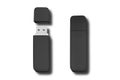 Blank black usb disk design mockup, 3d rendering, open and closed, clipping path.