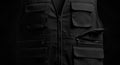 Blank black utility vest worn, isolated Royalty Free Stock Photo