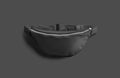 Blank black waist bag mockup lying, dark background