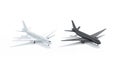 Blank black and white airplane mock up, side view isolated,