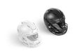 Blank black and white american football helmet mockup, side view