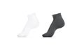 Blank black and white ancle socks mockup tiptoe, side view