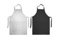 Blank black and white apron with strap and pockets mockup set, top view, Royalty Free Stock Photo