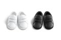 Blank black and white baby shoes pair mockup, front view Royalty Free Stock Photo