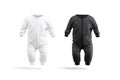 Blank black and white baby zip-up sleepsuit mockup, front view Royalty Free Stock Photo