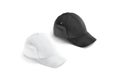 Blank black and white baseball cap mockup set, side view Royalty Free Stock Photo