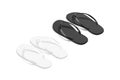 Blank black and white beach slippers mockup, side view