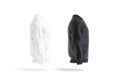 Blank black and white bomber jacket mockup, side view