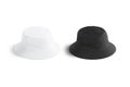 Blank black and white bucket hat mockup, front view