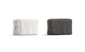 Blank black and white canvas cosmetic bag mockup, half-turned view