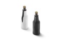 Blank black and white collapsible beer bottle koozie mock up