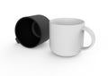 Blank black white color ceramic mug cup on white background Royalty Free Stock Photo