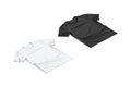 Blank black and white crumpled t-shirt mockup flat lay, isolated