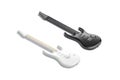 Blank black and white electric guitar mockup set, side view