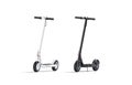 Blank black and white electric scooter mock up, front view Royalty Free Stock Photo