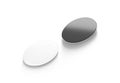 Blank black and white ellipse fridge magnet mockup, side view