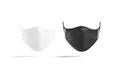 Blank black and white fabric face mask mockup, front view