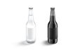 Blank black and white glass beer bottle with label mockup Royalty Free Stock Photo